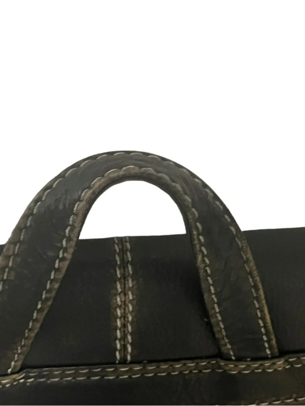 Black Rivet Distressed Black Leather Messenger Bag for Men